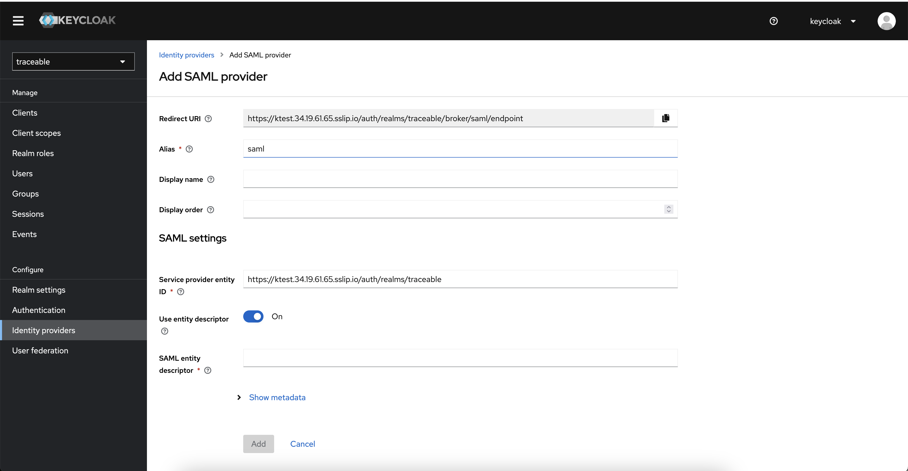 Add SAML Provider